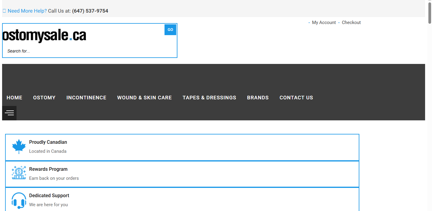 Screenshot of the Ostomysale website